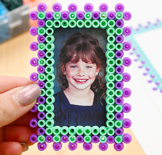 DIY picture frame made from melty beads