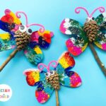 DIY butterfly puppets for kids with nature materials